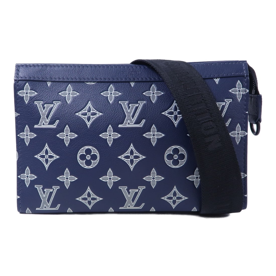 Louis Vuitton Gaston M83384 calfskin shoulder bag with pouch navy (1 of 14)