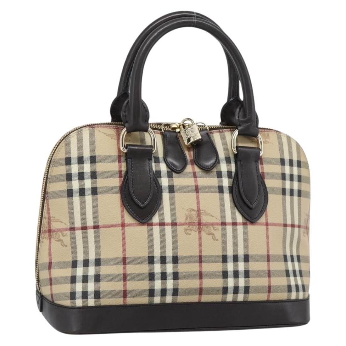 BURBERRY beige PVC leather handbag with padlock key Italy (1 of 18)