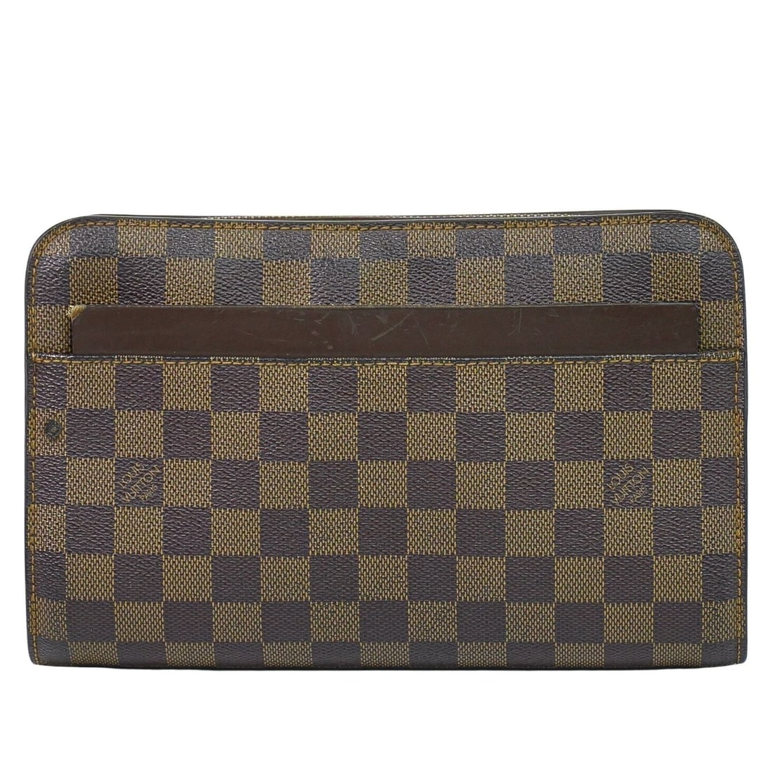 Louis Vuitton Pochette Saint Louis Brown Canvas Clutch: Louis Vuitton Pochette Saint Louis Brown Canvas Clutch A Louis Vuitton Pochette Saint Louis in Damier pattern, presented as a unisex pouch in brown canvas. Made in France, it measures 24 cm x 15 cm x 