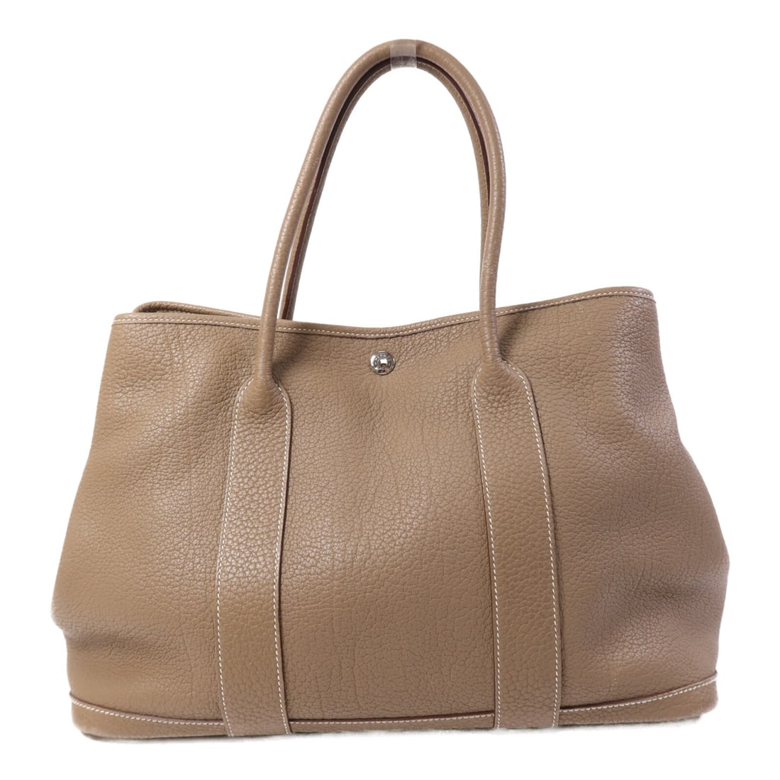 HERMES Garden Party PM Clemence Leather Handbag Etoupe PHW (1 of 15)