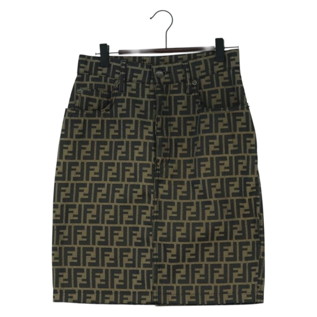 Womens FENDI Zucca Canvas Skirt in Black Brown Italy: Womens FENDI Zucca Canvas Skirt in Black Brown Italy Authentic FENDI women's skirt in black and brown Zucca canvas. This Italy-made piece has a very good AB condition rating, with slight rubbing on th