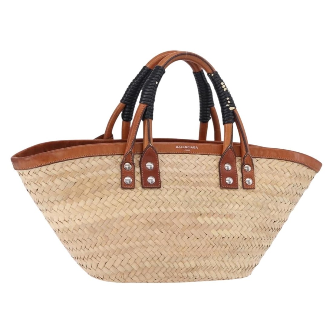 Balenciaga 452654 beige wood hand bag with mirror (1 of 18)