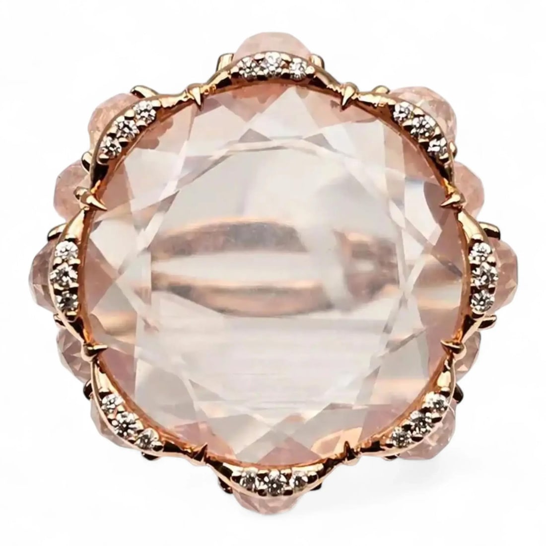 Giovanni Ferraris 18K Rose Gold Ring with Pink Quartz and Diamond Accents (1 of 7)