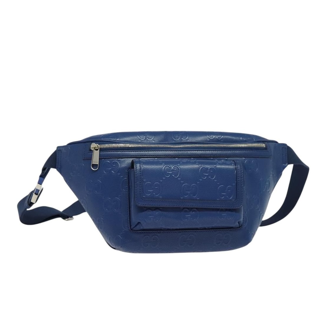 GUCCI 645093 GG Canvas Body Bag Silver Blue: GUCCI 645093 GG Canvas Body Bag Silver Blue Gucci GG Emboss body bag in silver and blue GG canvas. This women's bag includes a dust bag and is made in Italy. Condition is B with reasonable wear and te