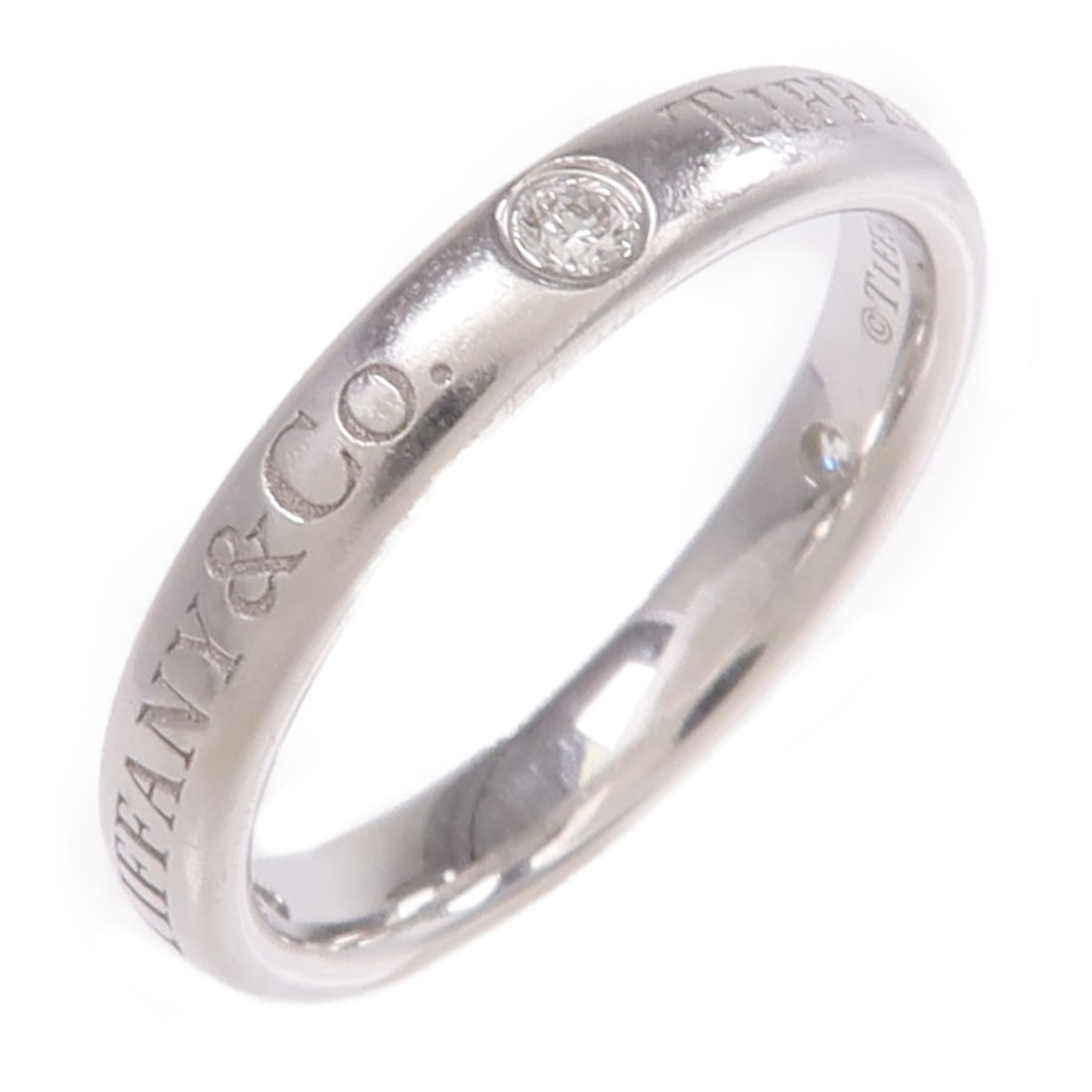 Tiffany Co T Co Pt950 Platinum Band Ring with 3 Diamonds Size 4.5 (1 of 9)
