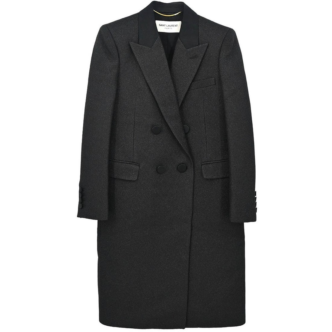 Saint Laurent JP73 2019 01277 Black Women's Long Overcoat FR 36 (1 of 18)