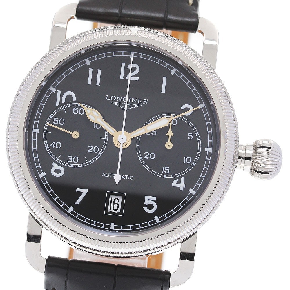 Longines Heritage Avigation Oversize Crown mens automatic chronograph watch (1 of 7)