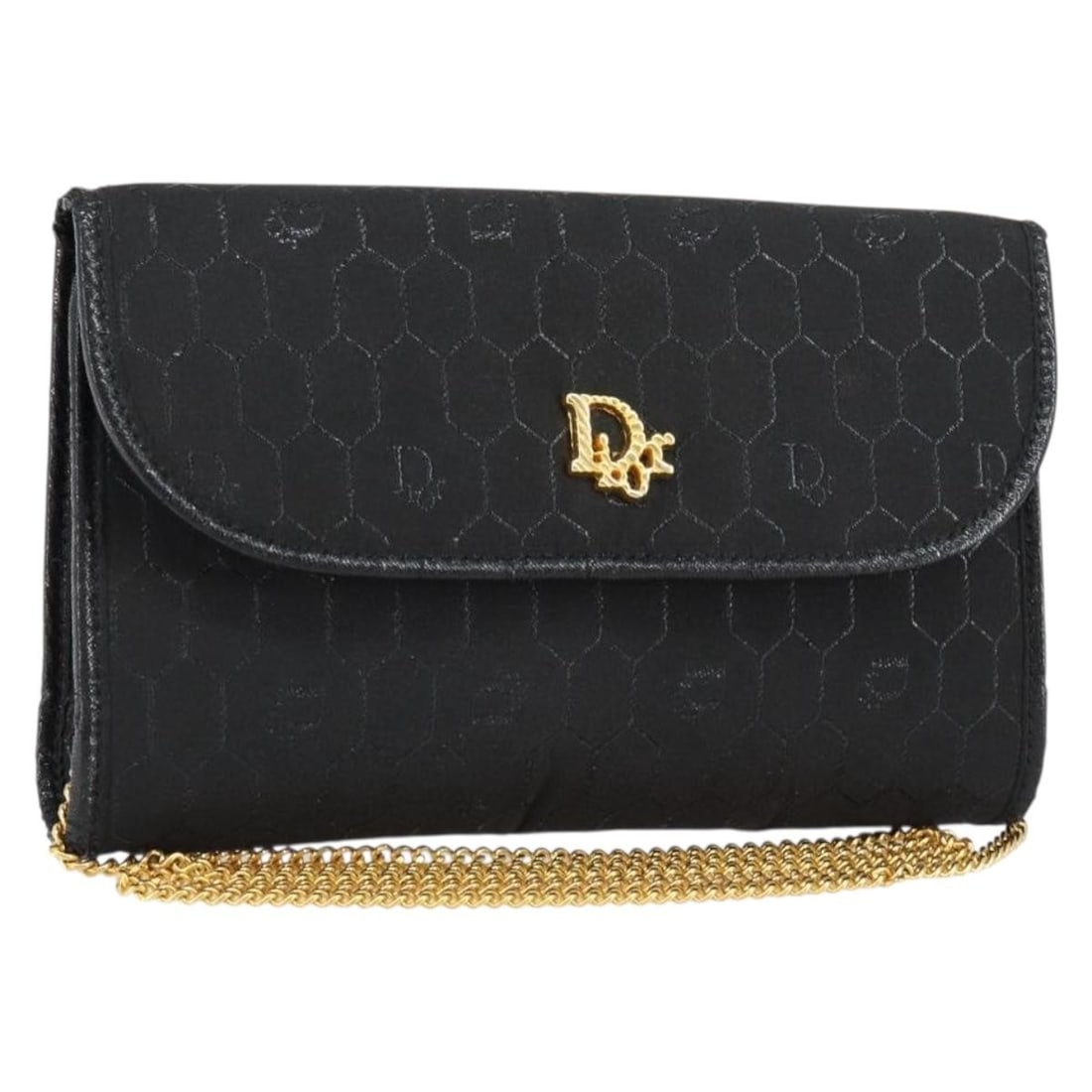 Christian Dior black honeycomb canvas chain shoulder bag: Christian Dior black honeycomb canvas chain shoulder bag Christian Dior shoulder bag in honeycomb canvas with a black and gold exterior. Made in France, this women's bag measures approximately 19 cm W