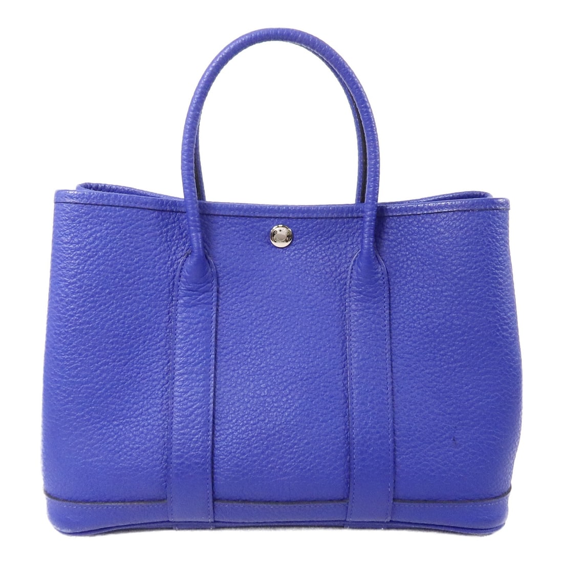Hermes Garden Party TPM Negonda Leather Tote Bleu Electrique PHW: Hermes Garden Party TPM Negonda Leather Tote Bleu Electrique PHW Hermes Garden Party TPM tote bag in Bleu Electrique Negonda leather with palladium-tone hardware. Made in France, this women's tote fea