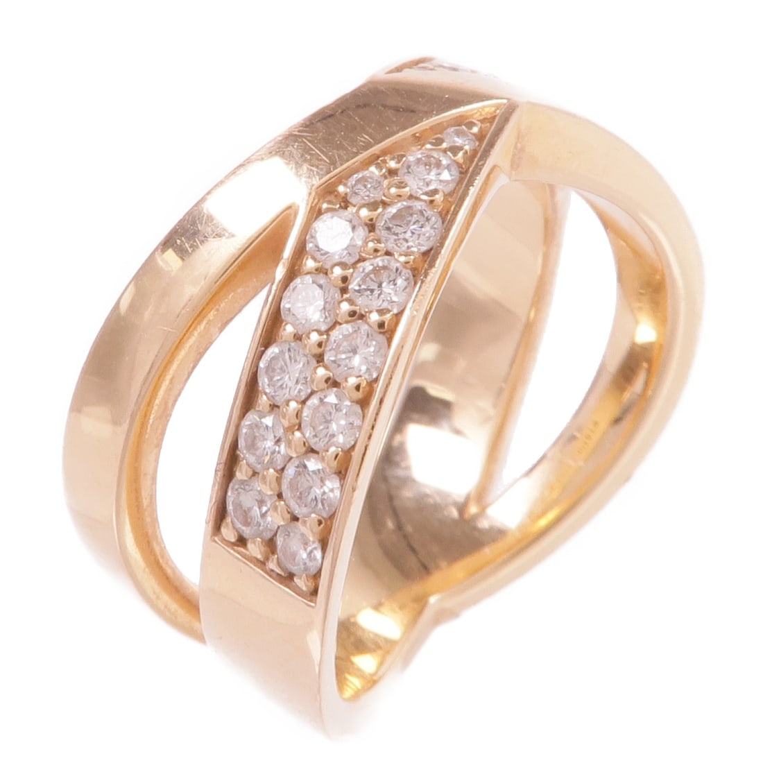 Tiffany Co Atlas X Wide Ring 18K Rose Gold Diamond Size 6.5: Tiffany Co Atlas X Wide Ring 18K Rose Gold Diamond Size 6.5 Tiffany & Co. Atlas X Wide Diamond Ring in 18K pink gold with clear diamonds. The ring is size US 6.5 and features a wide band design with a