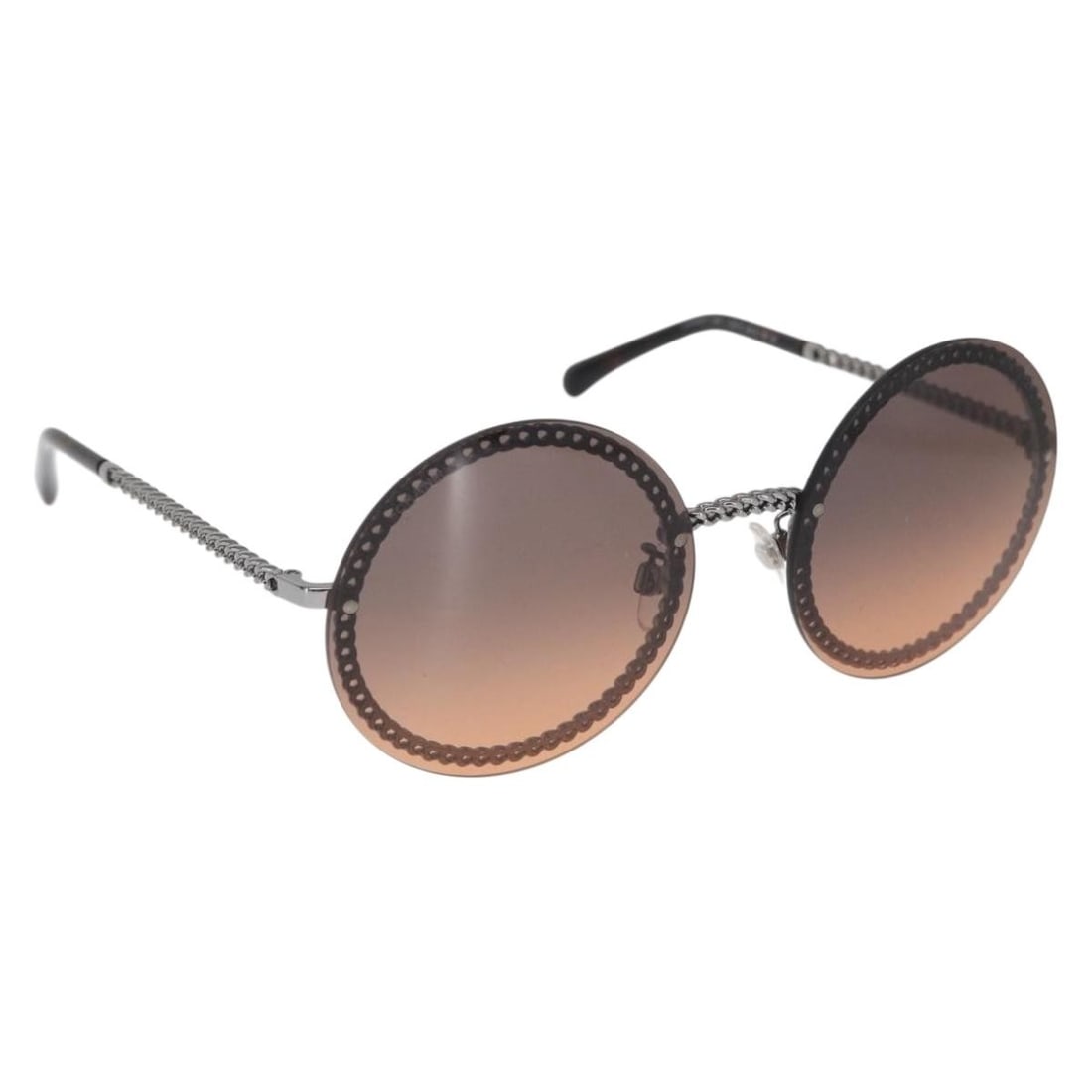 CHANEL brown metal chain sunglasses with case (1 of 17)