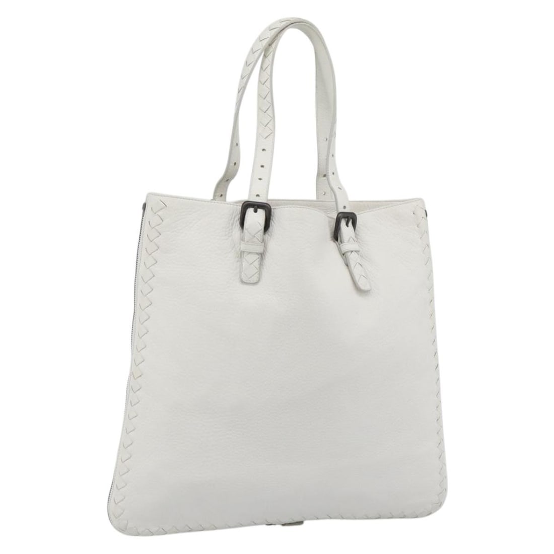 Bottega Veneta White Leather Hand Bag Made in Italy: Bottega Veneta White Leather Hand Bag Made in Italy White leather hand bag from Italy. The item measures approximately W40 x H37 x D17 cm, with a handle drop of approximately 13 to 22 cm. It is offere