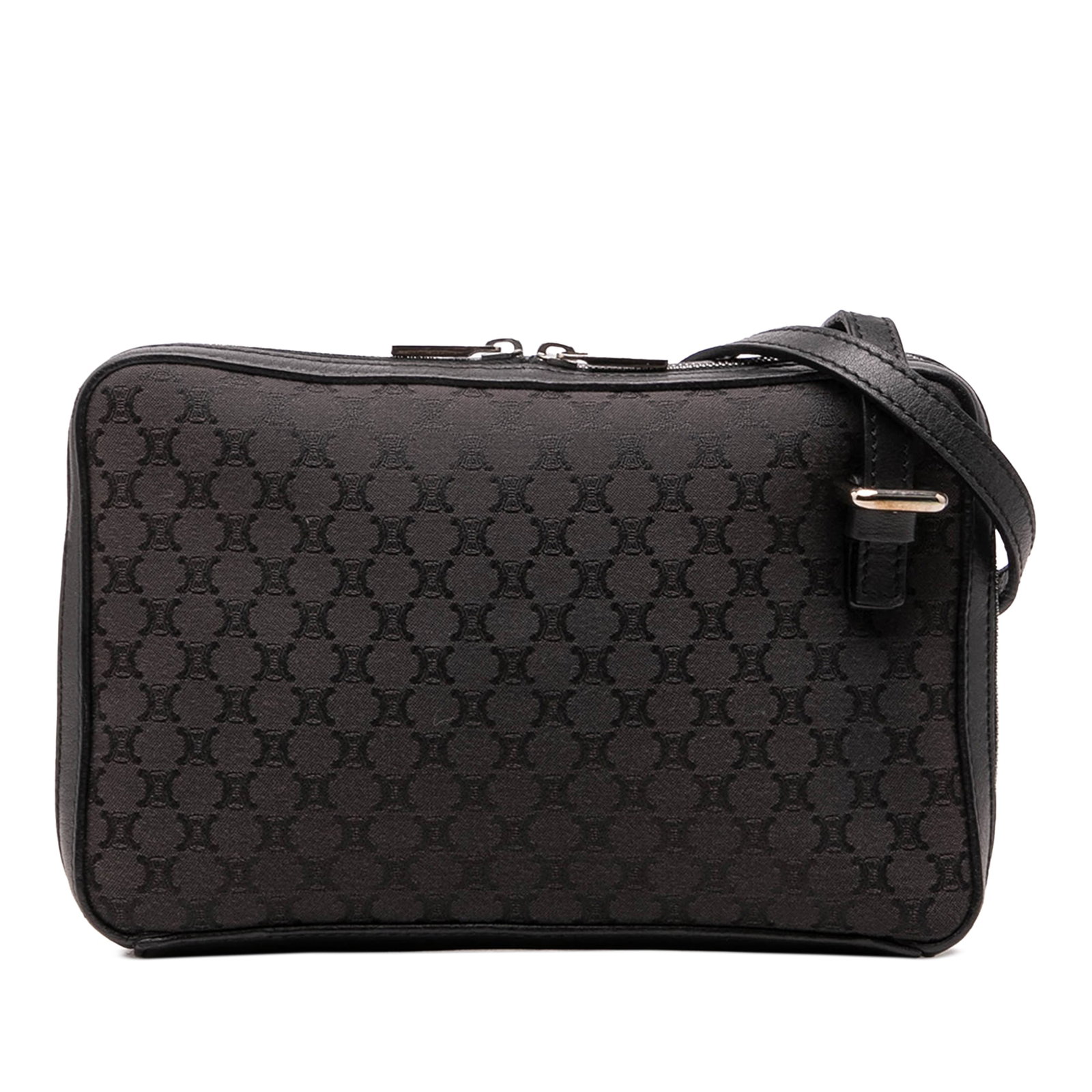 Celine Macadam Canvas Crossbody Bag with Leather Trim: Celine Macadam Canvas Crossbody Bag with Leather Trim Celine messenger bag with a Macadam canvas body and leather trim. This crossbody style features a flat leather strap, dual zip-around closures, an