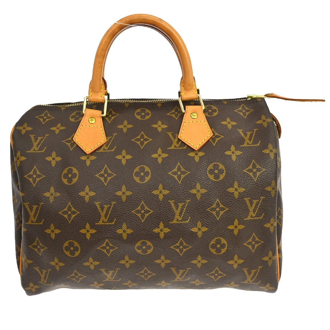 Louis Vuitton Speedy 30 Monogram Canvas Satchel M41526: Louis Vuitton Speedy 30 Monogram Canvas Satchel M41526 Vintage Louis Vuitton Speedy 30 handbag in brown Monogram canvas with leather double handles and a zip closure. This satchel/top handle bag featu