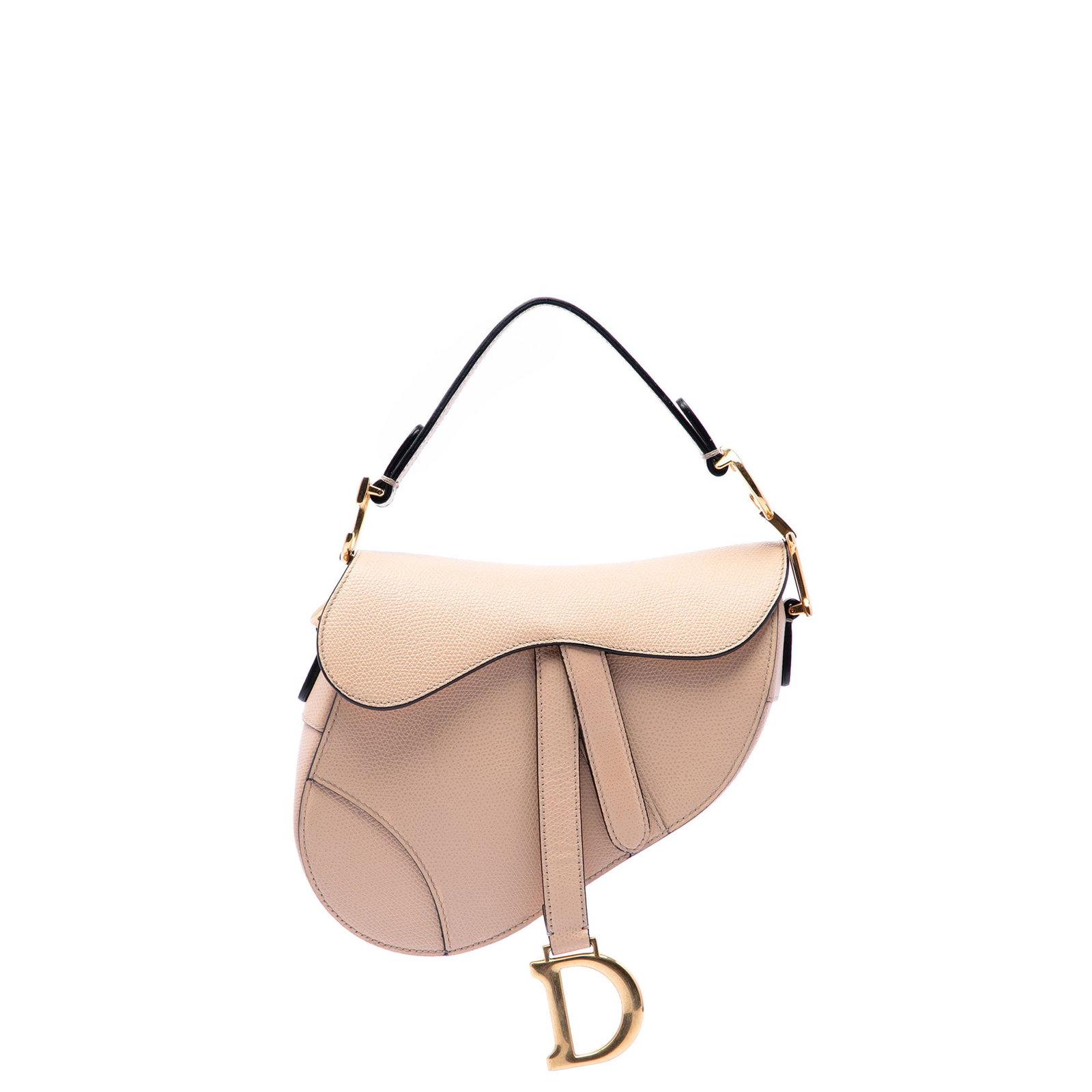 Dior Saddle Bag Mini Beige Grained Calfskin Leather: Dior Saddle Bag Mini Beige Grained Calfskin Leather This Dior Mini Grained Calfskin Saddle Bag features a grained leather body in beige, a flat leather handle, and a front flap with a magnetic closure