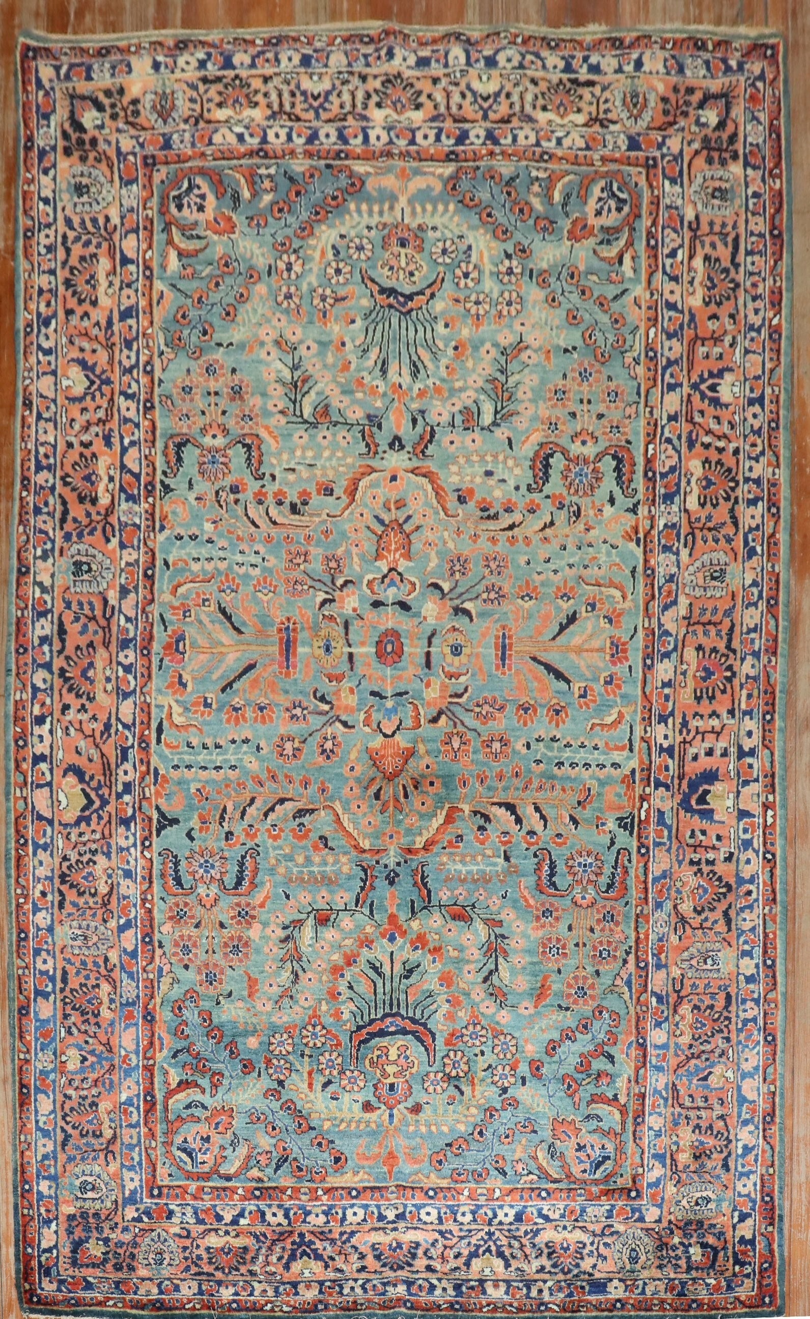 5' 11" x 9' 10" Persian Sarouk Rug in Emerald Green (1 of 7)