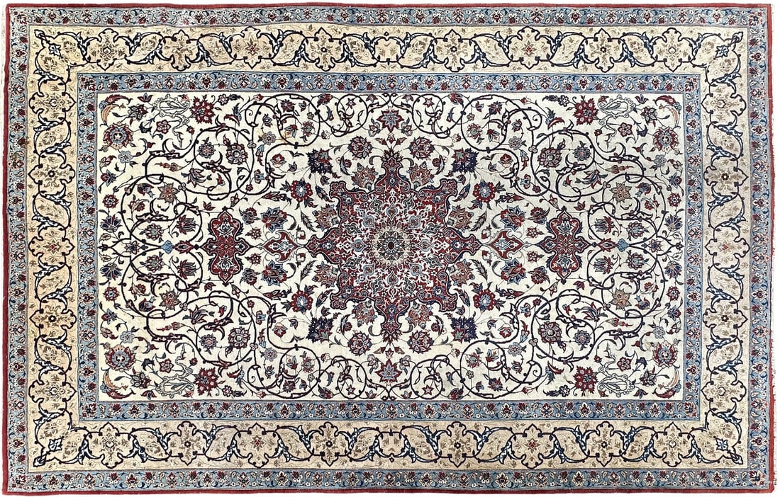 Hereke antique wool tapestry rug 4'6" x 6'9" floral medallion (1 of 4)