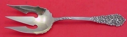 Reed & Barton Trajan Sterling Silver Gold Washed 3-Tine Fork 7 3/8" (1 of 2)