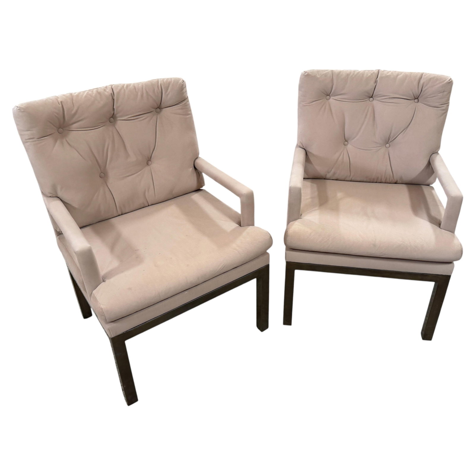 Set of 2 Bronze Parsons Club Chairs by Mastercraft Spain 1970s Modern (1 of 14)