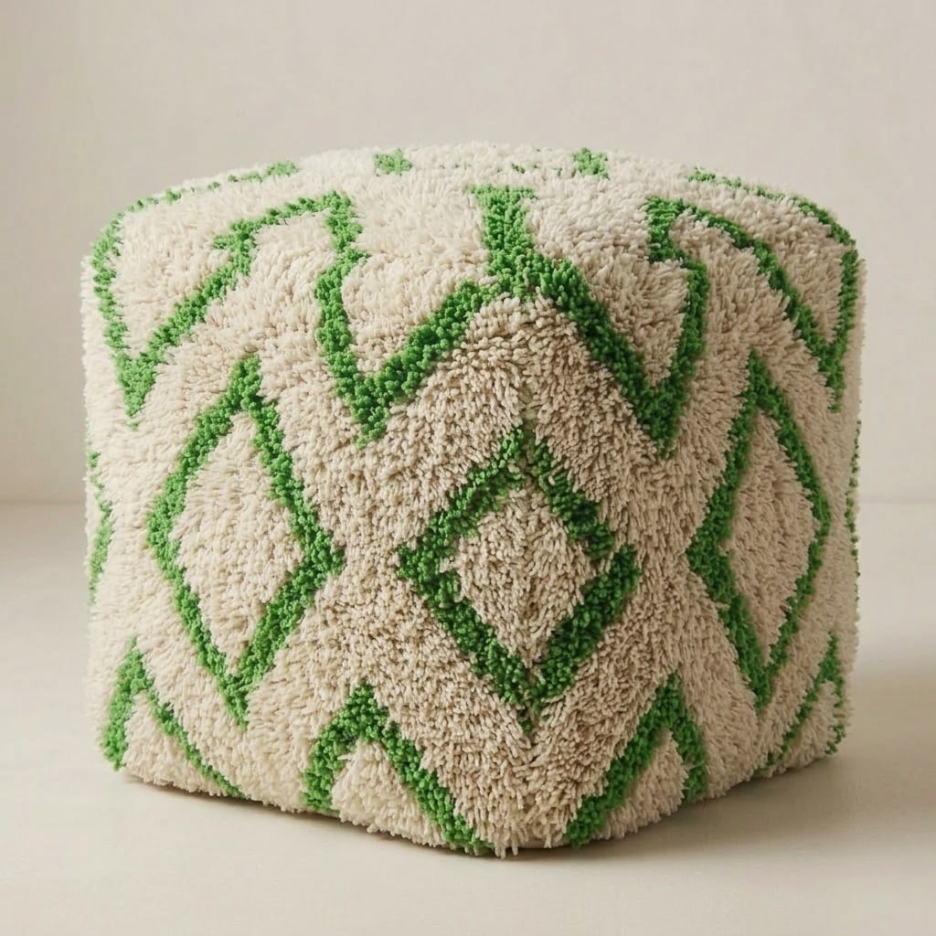 Moroccan Beni Ouarain Wool Pouf Ottoman 40 cm Unstuffed (1 of 9)