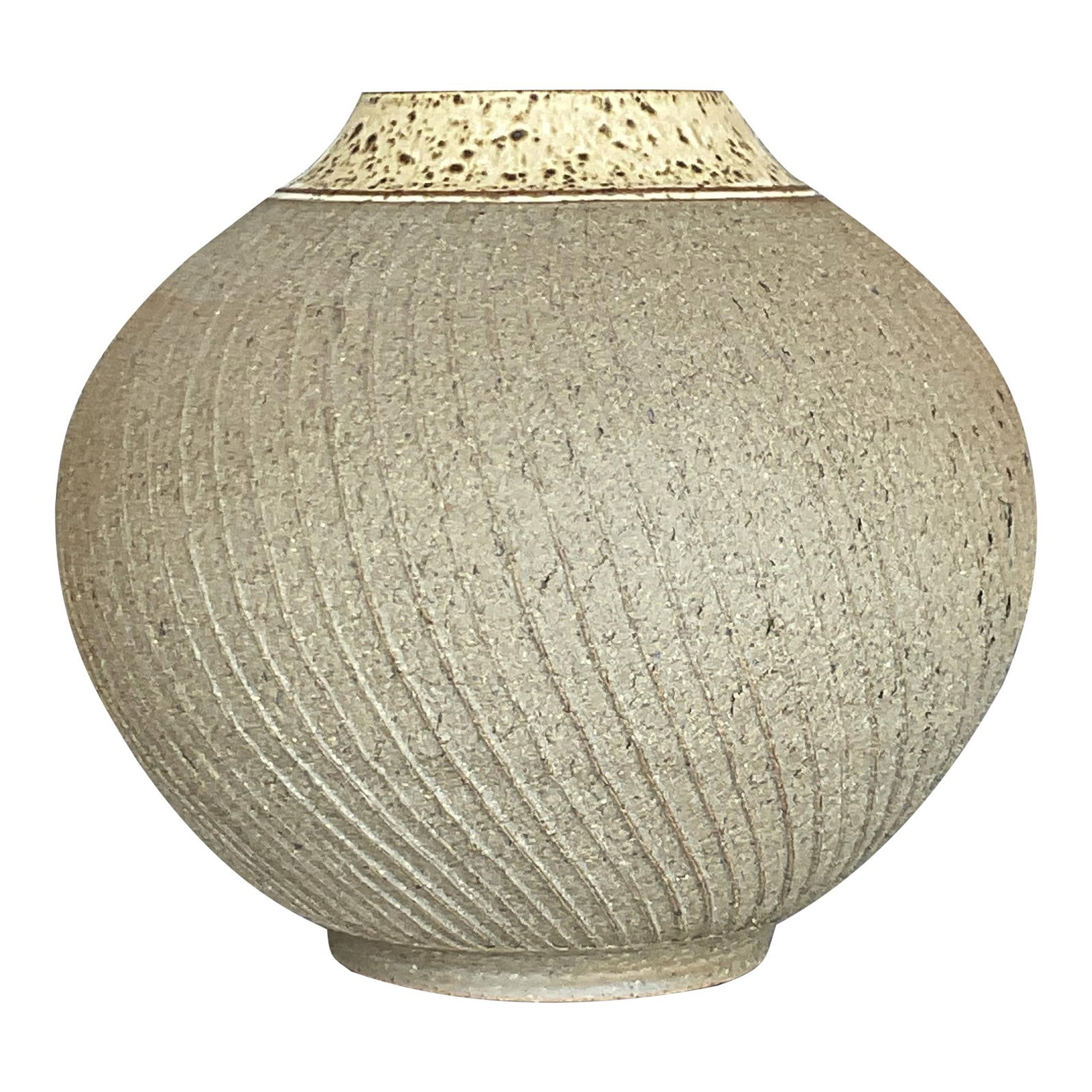 Chic Vintage Boho Ecru Studio Pottery Vase Signed 8 inch (1 of 7)