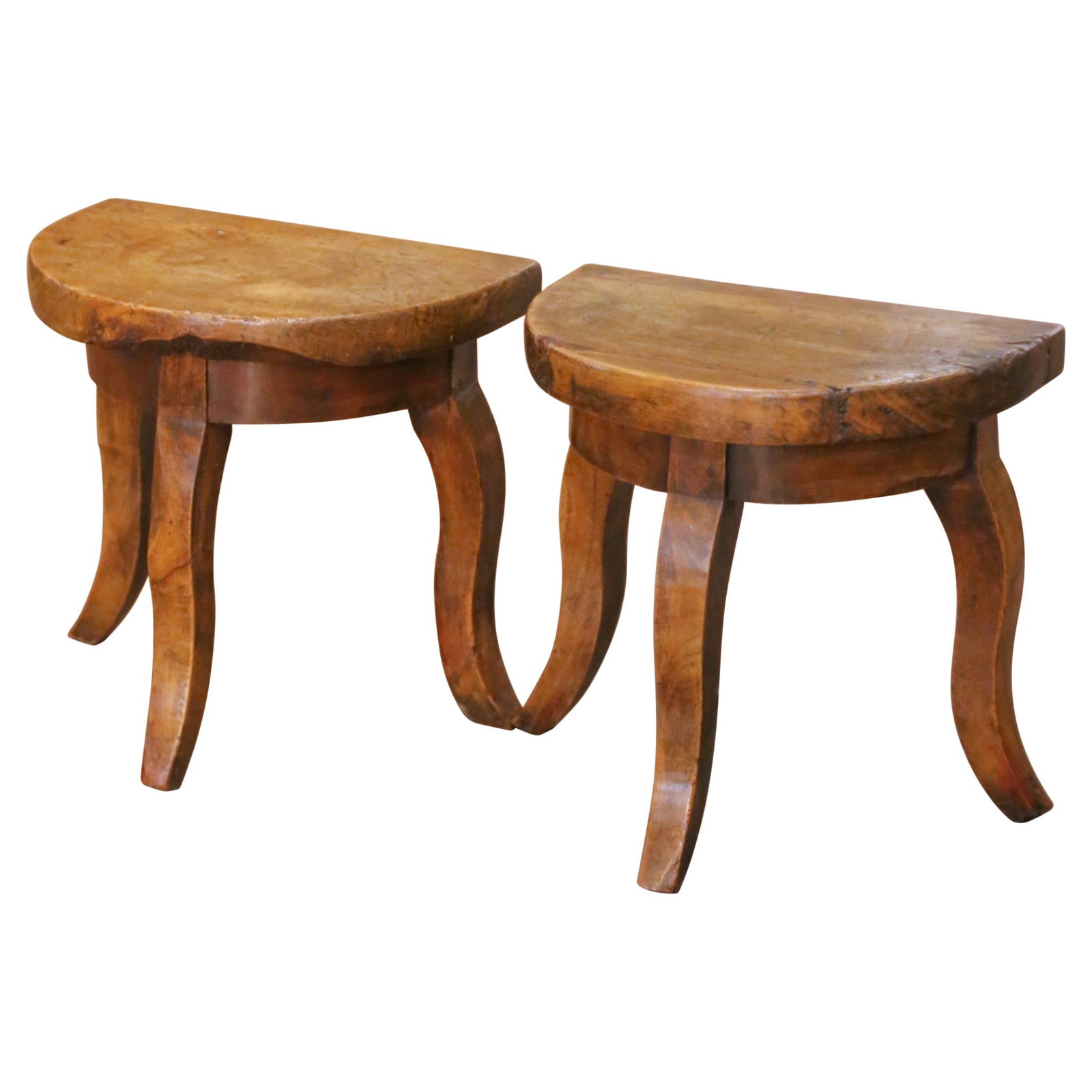Set of 2 Antique Normandy Walnut Country Milking Stools France Late 1700s: Set of 2 Antique Normandy Walnut Country Milking Stools France Late 1700s This pair of 18th-century French walnut milking stools from Normandy, crafted circa 1780, exemplifies the utilitarian design o