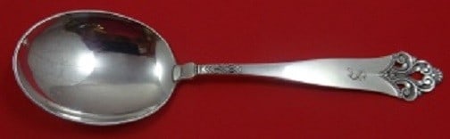 Sterling Silver 8in Serving Spoon Marthinsen Lillemor Pattern: Sterling Silver 8in Serving Spoon Marthinsen Lillemor Pattern Sterling silver serving spoon in the Lillemor pattern by Marthinsen. The spoon is monogrammed, with monos varying, and is described as bei