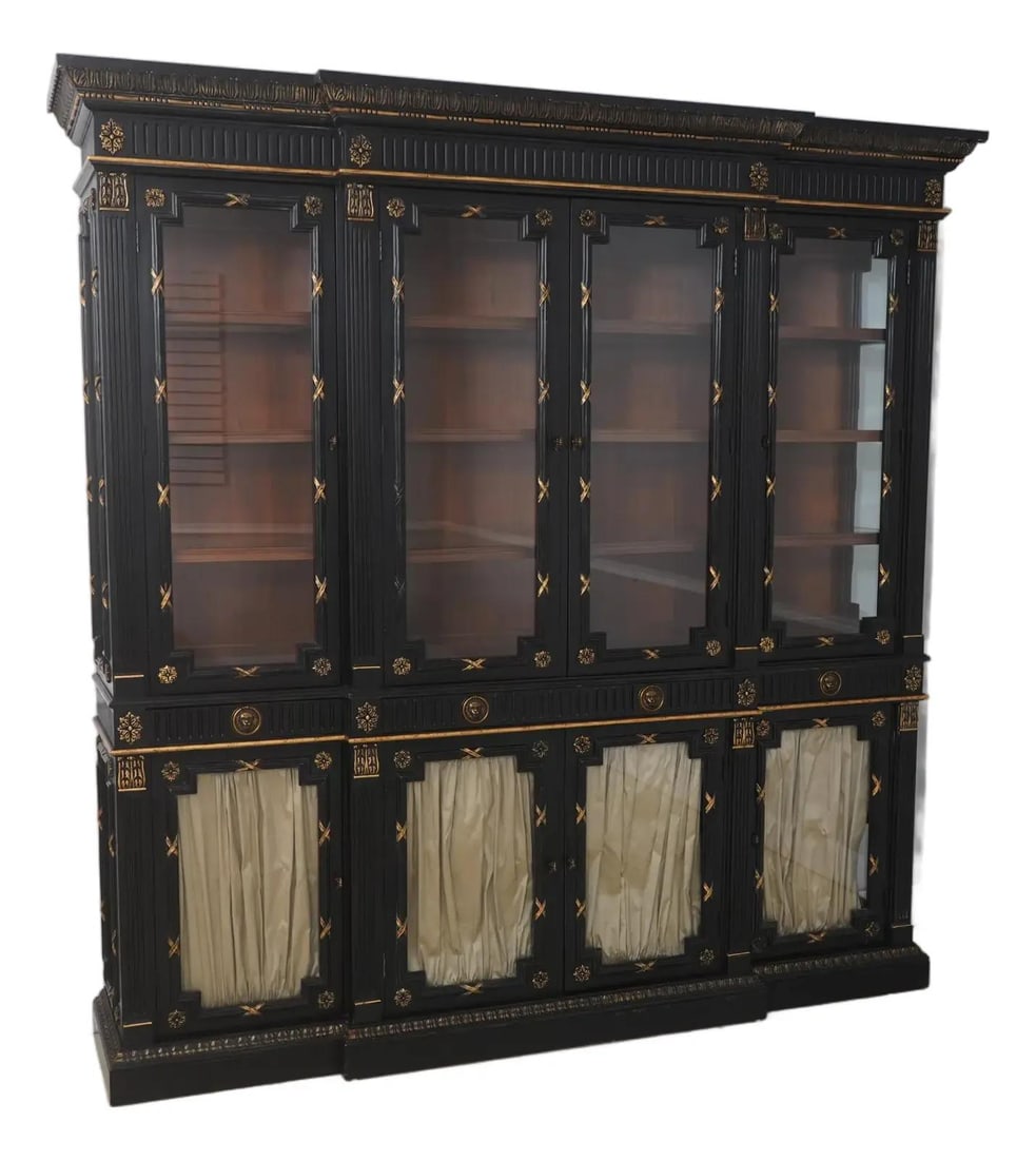 Hickory White Regency 2 Piece Black Gold Bookcase (1 of 10)