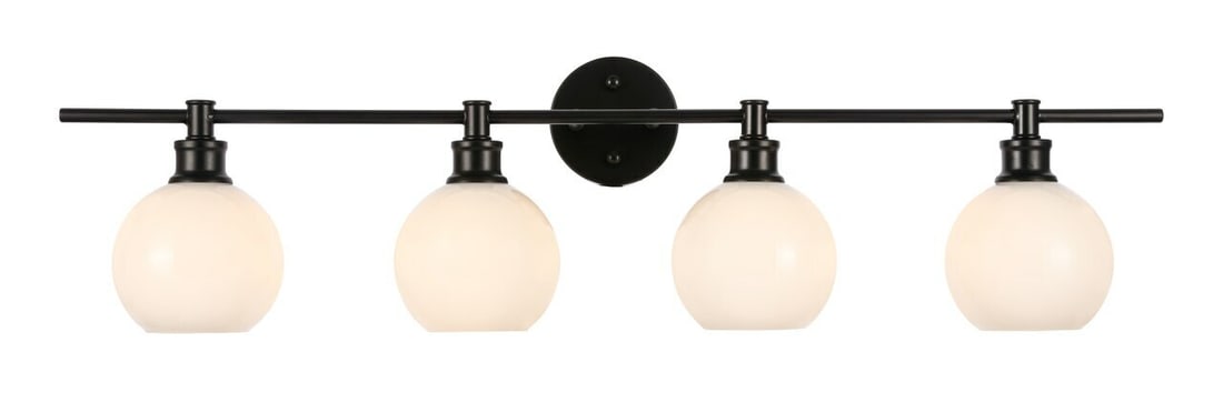 Collier 4 Light Black Metal Wall Sconce with Frosted White Glass 37.6 in (1 of 11)