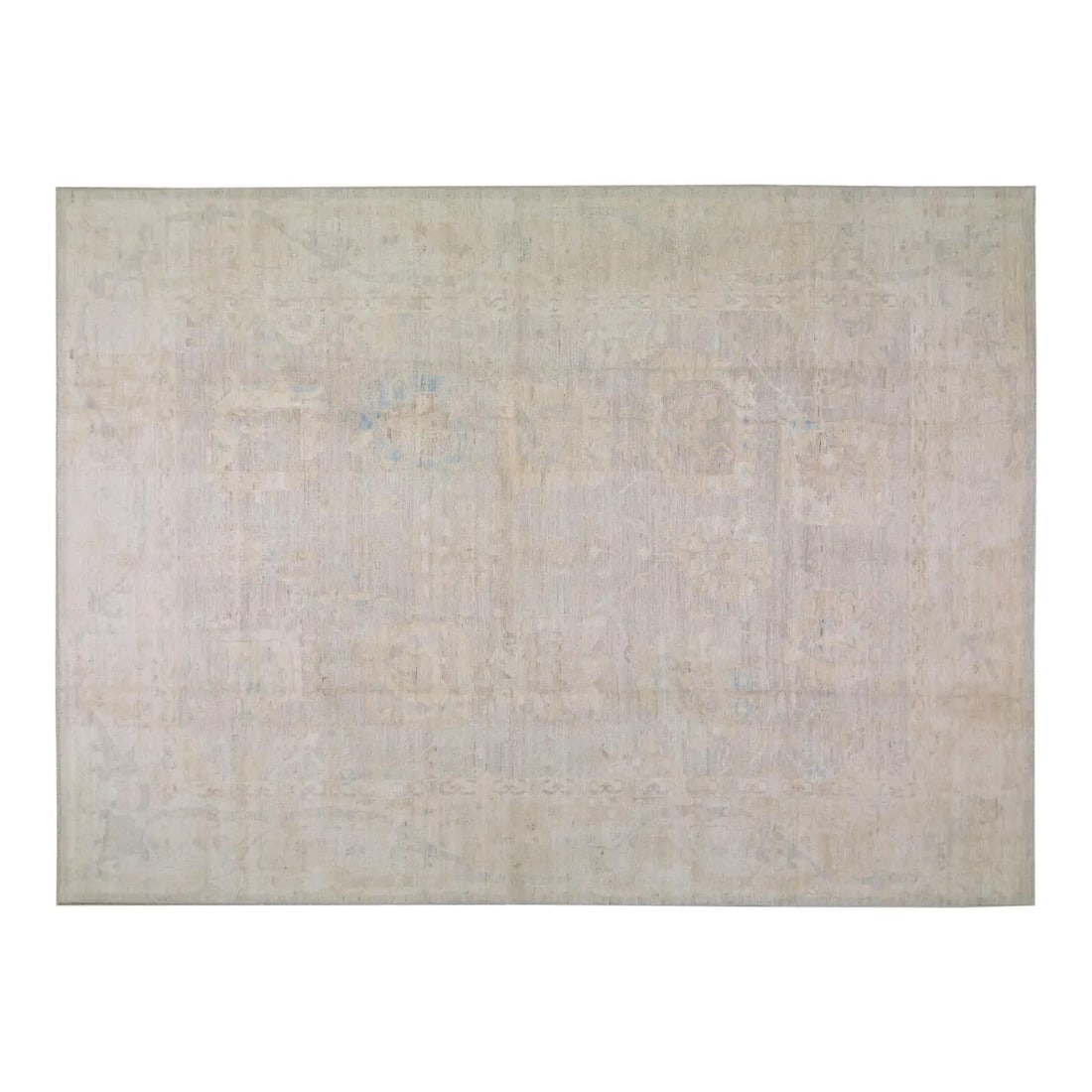 10'x13'8" Wool Rug in Oushak Style Hand Knotted Tan: 10'x13'8" Wool Rug in Oushak Style Hand Knotted Tan This Oushak rug is hand-knotted from wool using traditional techniques, combining classic craftsmanship with a modern design sensibility. Its soft t