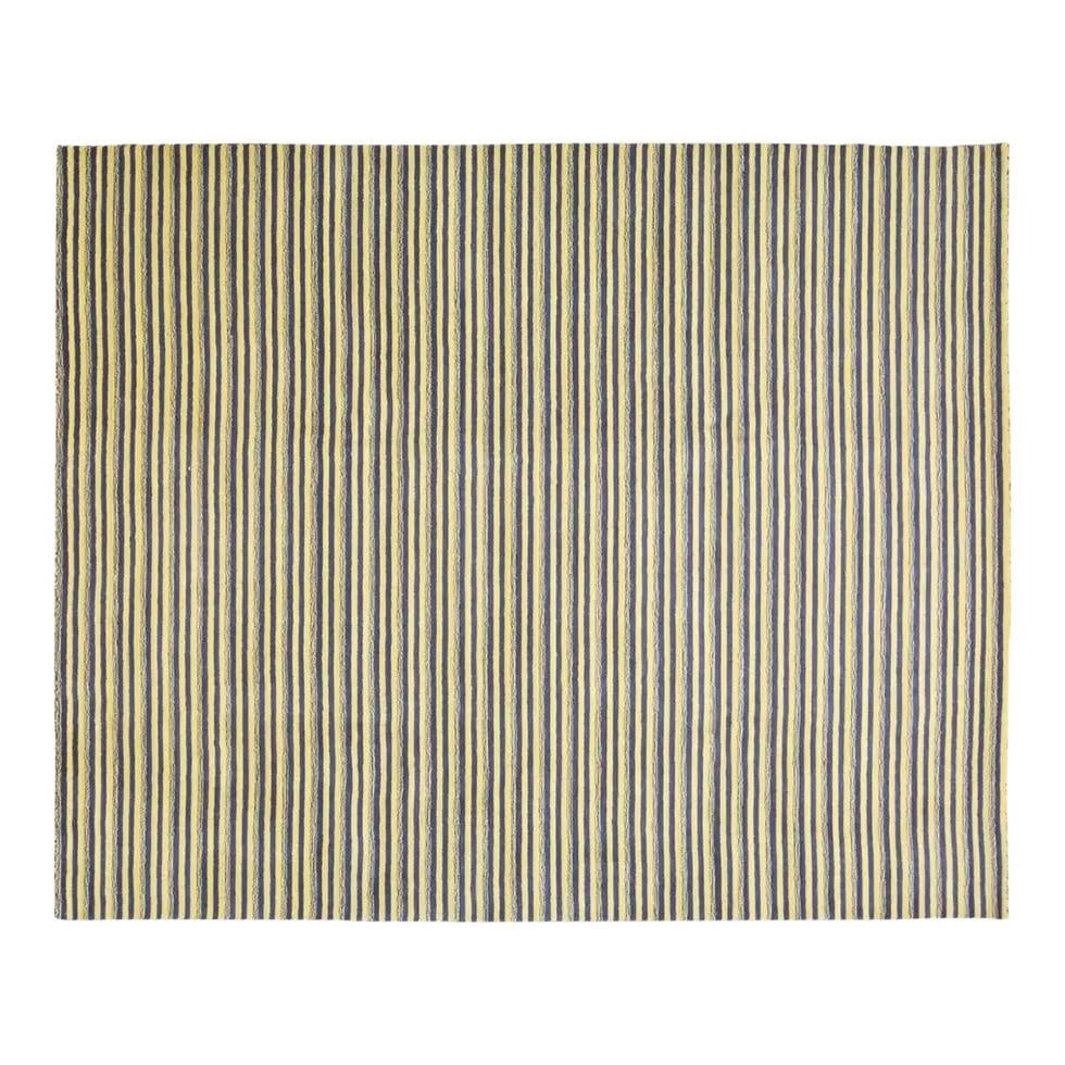 8'2 x 10' Wool Rug Modern Indian Hand Loomed Navy Blue: 8'2 x 10' Wool Rug Modern Indian Hand Loomed Navy Blue This hand-knotted wool rug is crafted using traditional techniques, combining classic artistry with contemporary design. Its navy blue color and 