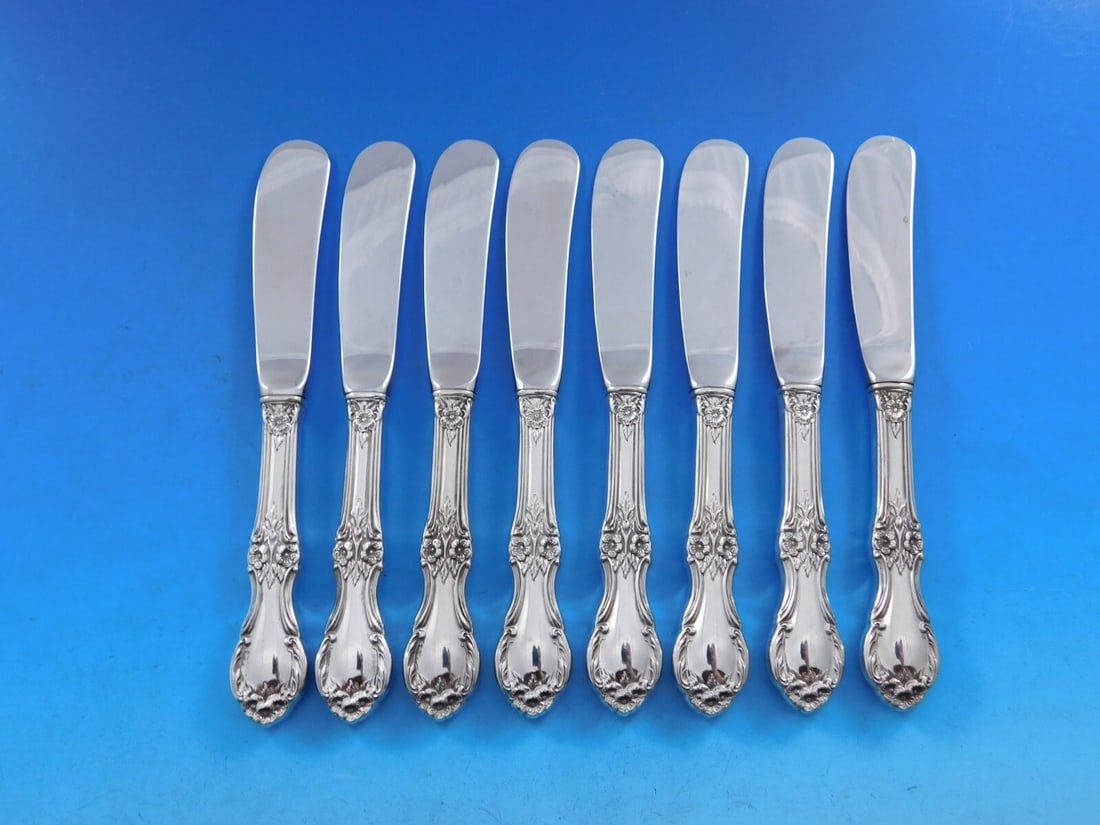 International Silver Wild Rose Butter Spreader Set of 8 Sterling Silver 5 7/8" (1 of 4)