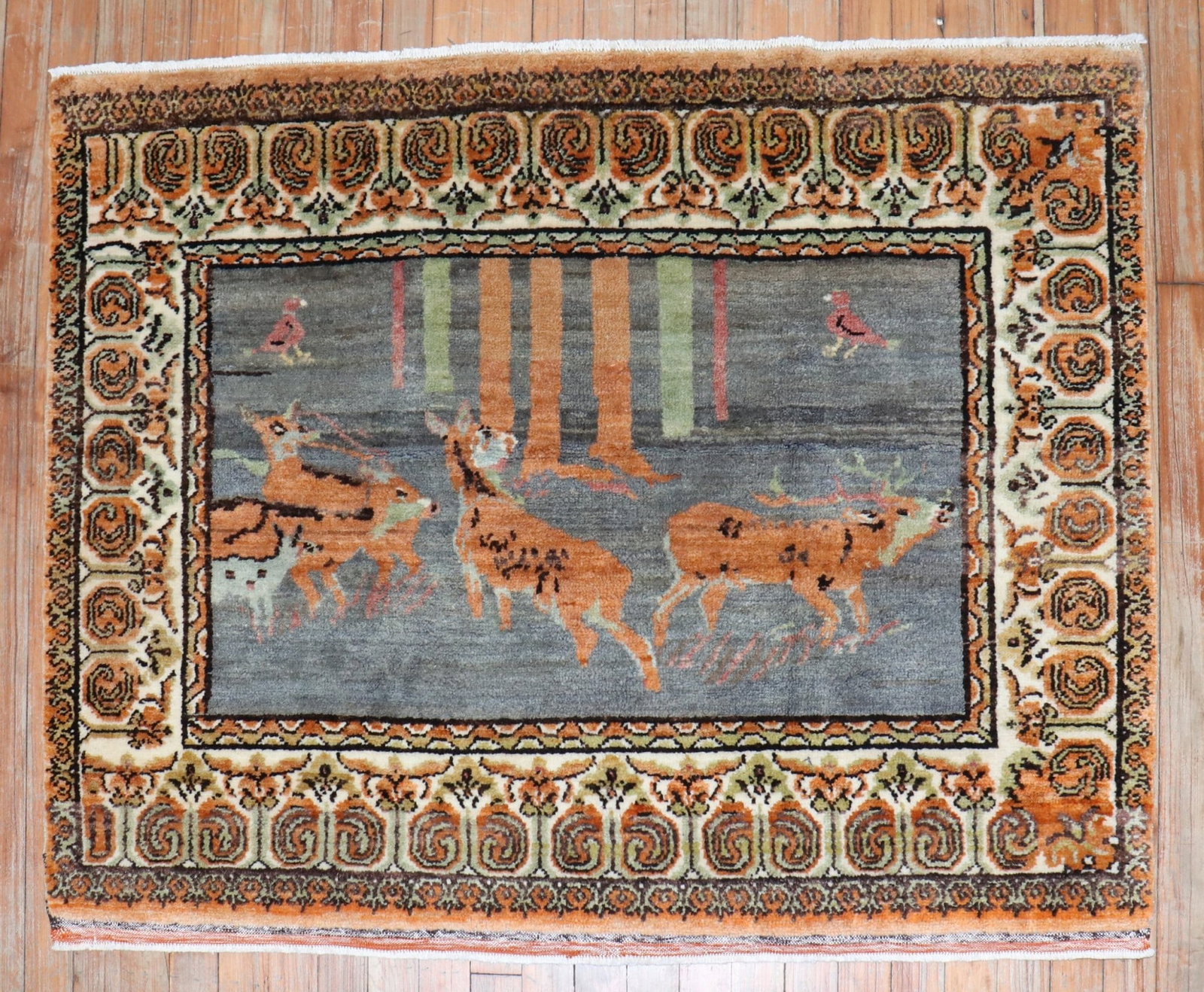 3' 3" x 4' 2" Turkish Pictorial Rug with Reindeer (1 of 6)