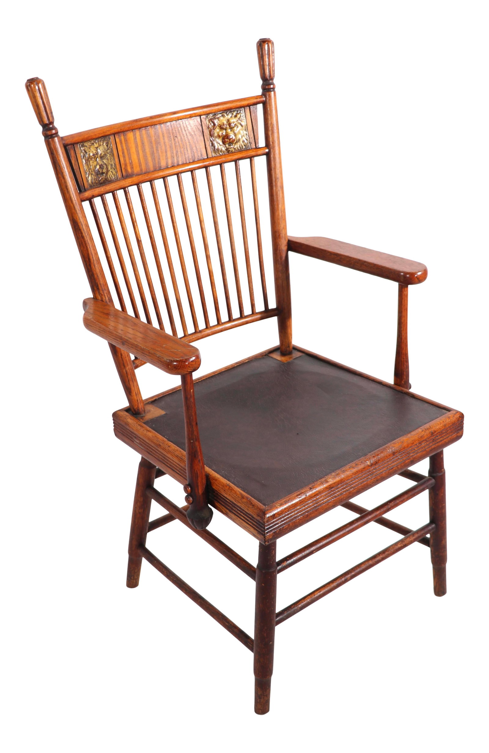 Turn of the Century Oak Armchair with Lion Head Design (1 of 10)