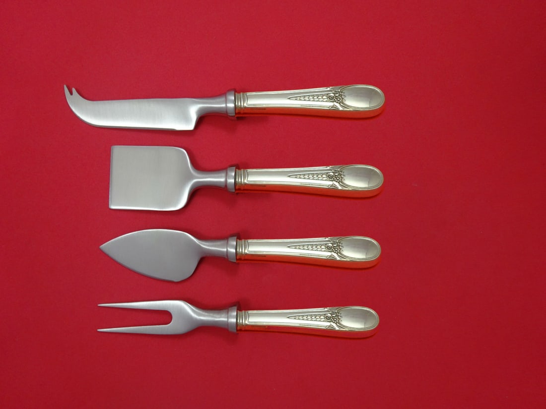 Blackinton Flowered Antique Sterling Silver 4 Piece Cheese Serving Set (1 of 1)