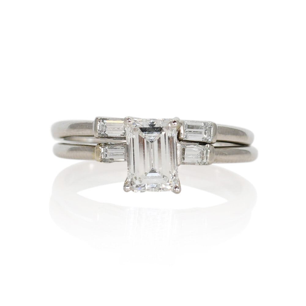 GIA Certified Platinum Diamond Wedding Engagement Ring Set Size 7 (1 of 9)