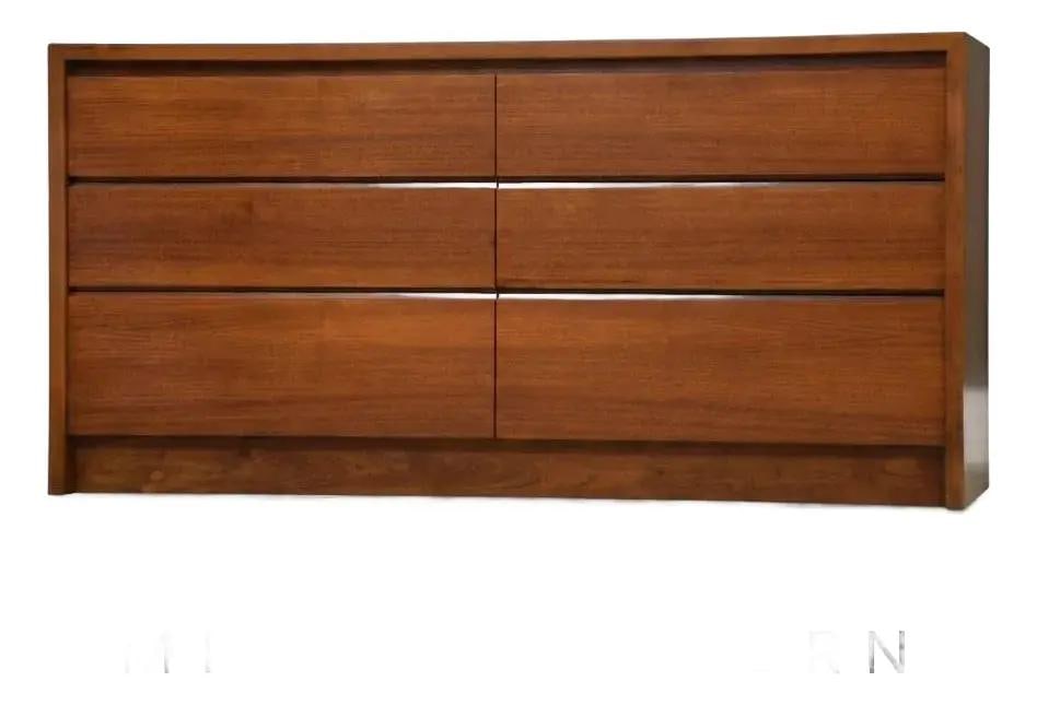 Danish Teak 6 Drawer Dresser 59.75 Wide Refinished (1 of 8)