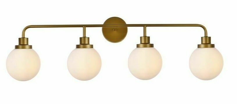 Hanson 4 Light Brass Wall Sconce with Frosted Glass Shade (1 of 9)