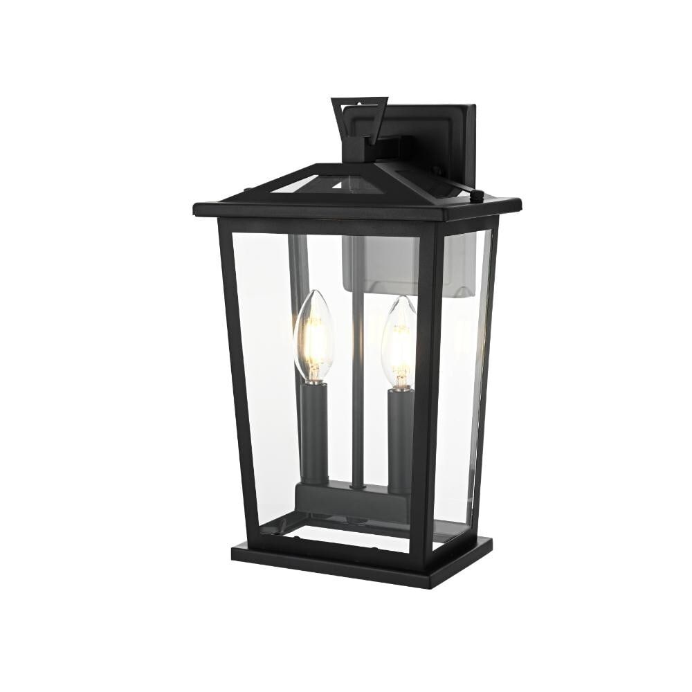 Berks Black Outdoor Wall Light Clear Glass 2 Light (1 of 10)