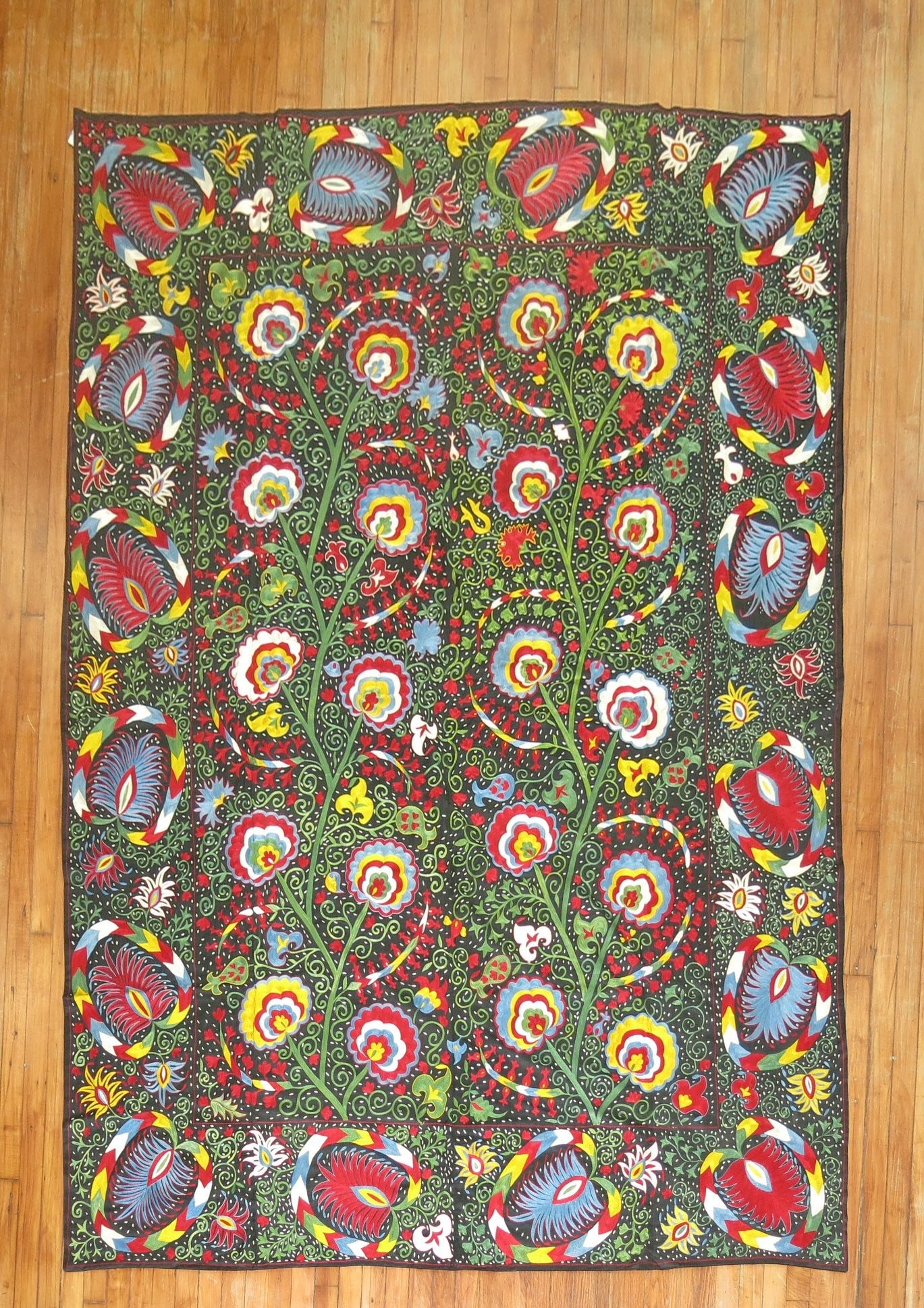 Vintage Suzani Textile Hand Embroidered 6' 4" x 8' 8" (1 of 7)