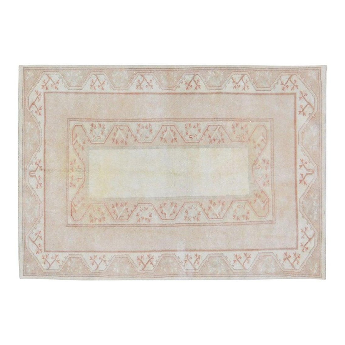 Handmade Wool Anatolian Area Rug 4'2" x 6'2" Vintage Turkish Design: Handmade Wool Anatolian Area Rug 4'2" x 6'2" Vintage Turkish Design This vintage Turkish Anatolian rug is hand-knotted from wool using traditional techniques. Its durable and soft texture showcases sk