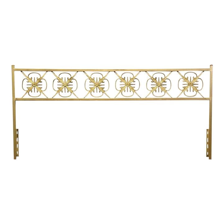 Elegant Brass Colored Steel King Headboard 78.5in Width: Elegant Brass Colored Steel King Headboard 78.5in Width Enhance your bedroom with this ornamental brass-colored king headboard. Crafted from a durable brass-colored steel frame, this headboard combine