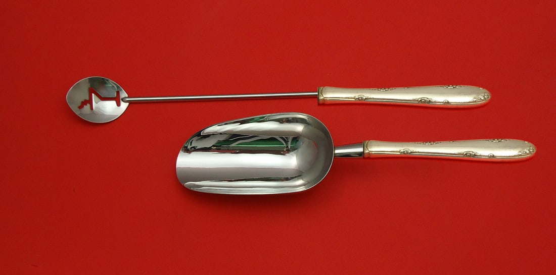 2pc Towle Madeira Sterling Silver Bar Set Martini Spoon Ice Scoop (1 of 1)