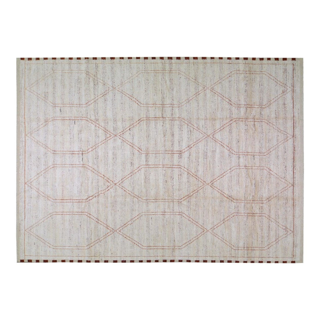 9'9 x 14' Wool Area Rug Hand Knotted Moroccan Design Almond Color: 9'9 x 14' Wool Area Rug Hand Knotted Moroccan Design Almond Color This Moroccan hand-knotted wool rug is crafted using traditional rug-making techniques, offering a blend of timeless craftsmanship and