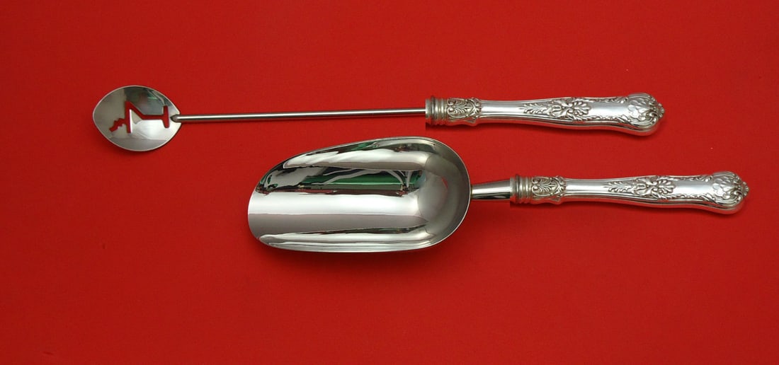 Gorham New Queens Sterling Silver 2pc Bar Set Martini Spoon Ice Scoop (1 of 1)