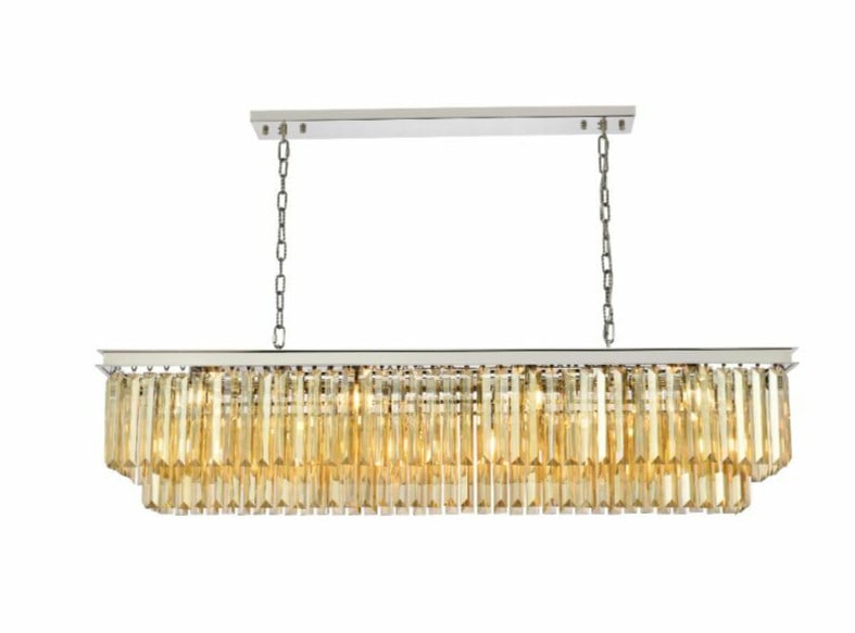 Sydney 12 Light Crystal Chandelier 60 in Polished Nickel Golden Teak (1 of 8)