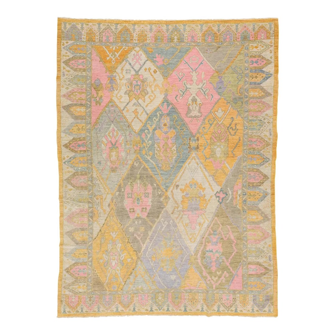 21st Century Sultanabad Multicolor Wool Rug 9'4 x 12'5: 21st Century Sultanabad Multicolor Wool Rug 9'4 x 12'5 Discover the beauty of this contemporary Persian Sultanabad rug, meticulously handcrafted from high-quality wool. Featuring a vibrant multicolor 