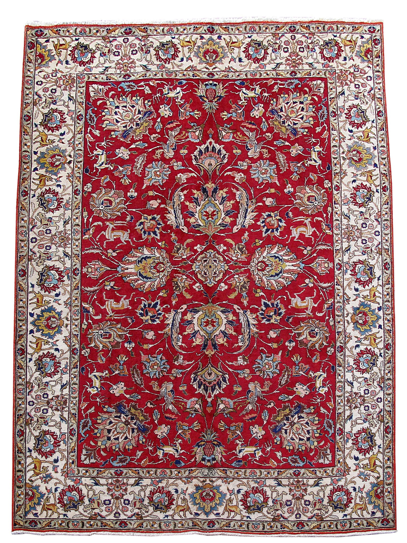 Handwoven 7.6 x 10.5 Persian Tabriz Wool Area Rug: Handwoven 7.6 x 10.5 Persian Tabriz Wool Area Rug Free continental US Shipping Enhance your living space with this exquisite 7.6 x 10.5 Persian Tabriz Wool Rug, meticulously handcrafted by skilled Per