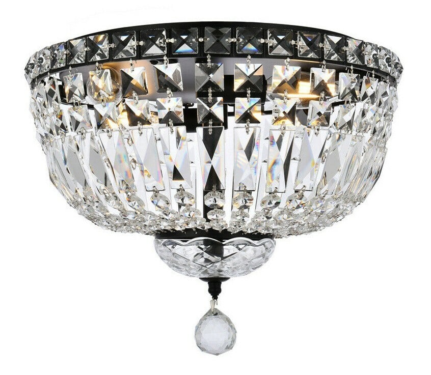 Tranquil 4-Light Crystal Flush Mount Chandelier Black Silver (1 of 8)