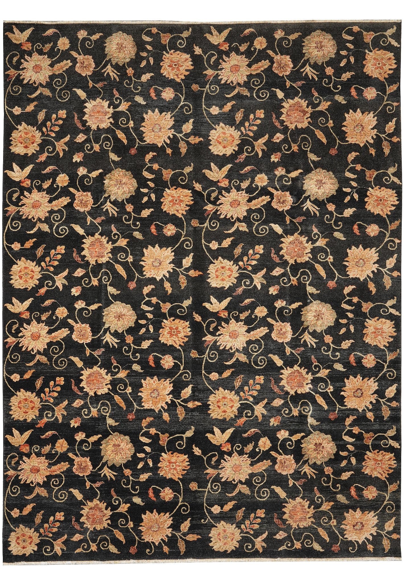 9 x 12 Black Transitional Modern Hand-Knotted Wool Rug: 9 x 12 Black Transitional Modern Hand-Knotted Wool Rug Free continental US Shipping This 9 x 12 foot black transitional modern handmade rug features a sleek design, hand-knotted by skilled artisans us